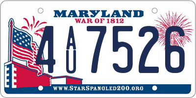 MD license plate 4AU7526