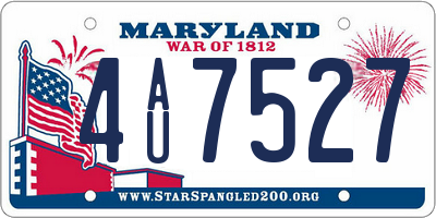 MD license plate 4AU7527