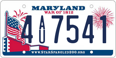 MD license plate 4AU7541