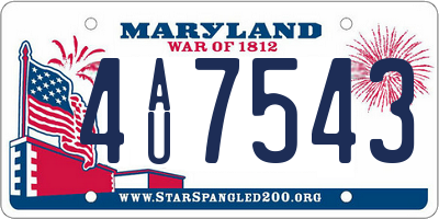 MD license plate 4AU7543