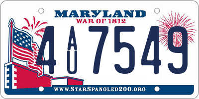 MD license plate 4AU7549
