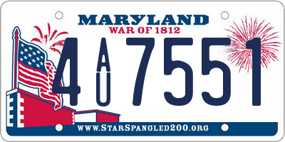 MD license plate 4AU7551