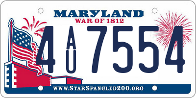 MD license plate 4AU7554