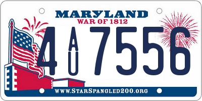 MD license plate 4AU7556