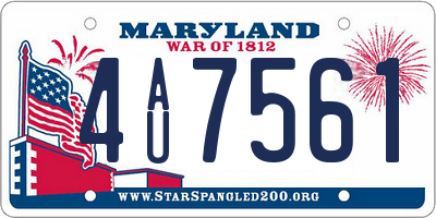 MD license plate 4AU7561
