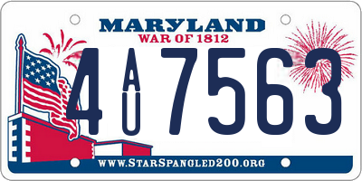 MD license plate 4AU7563