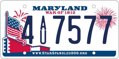 MD license plate 4AU7577