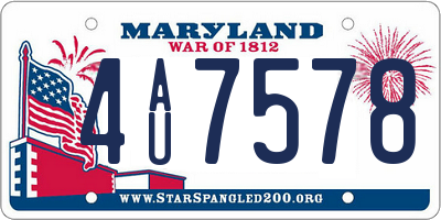 MD license plate 4AU7578