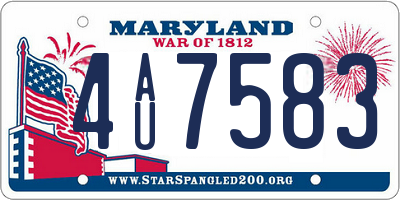 MD license plate 4AU7583