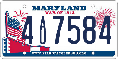 MD license plate 4AU7584