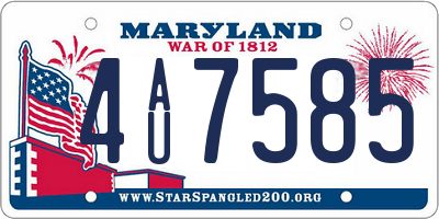 MD license plate 4AU7585