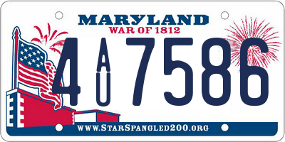 MD license plate 4AU7586