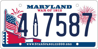 MD license plate 4AU7587