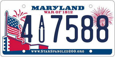 MD license plate 4AU7588