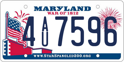 MD license plate 4AU7596
