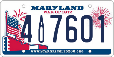 MD license plate 4AU7601