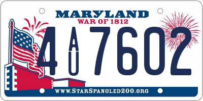MD license plate 4AU7602