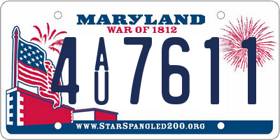 MD license plate 4AU7611