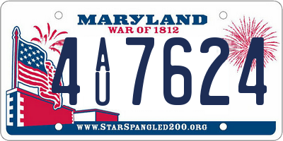 MD license plate 4AU7624