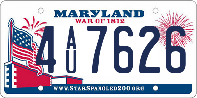 MD license plate 4AU7626