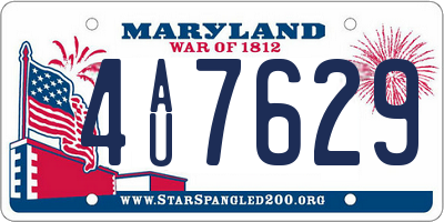 MD license plate 4AU7629