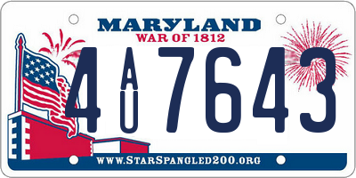 MD license plate 4AU7643