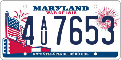 MD license plate 4AU7653