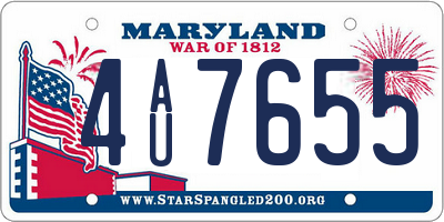 MD license plate 4AU7655