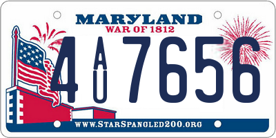 MD license plate 4AU7656