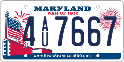 MD license plate 4AU7667