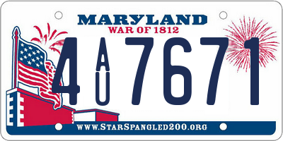 MD license plate 4AU7671