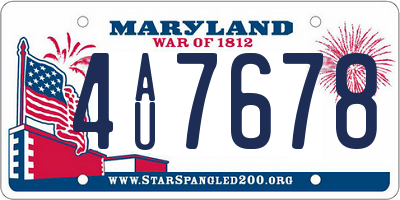 MD license plate 4AU7678