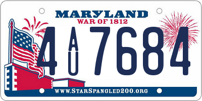 MD license plate 4AU7684
