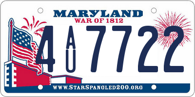 MD license plate 4AU7722