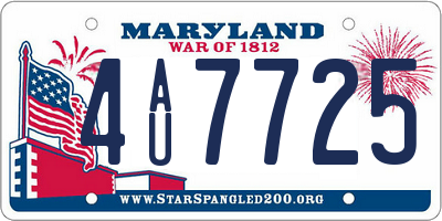 MD license plate 4AU7725