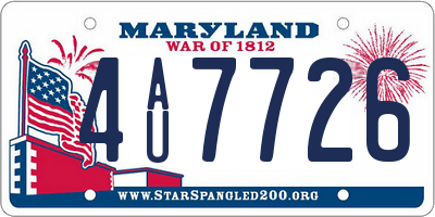 MD license plate 4AU7726