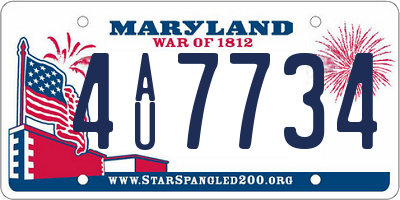 MD license plate 4AU7734