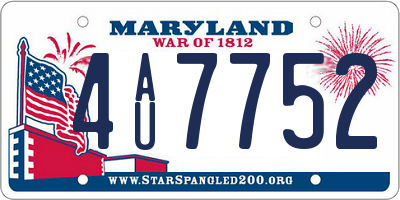 MD license plate 4AU7752