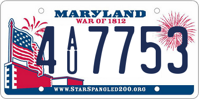 MD license plate 4AU7753
