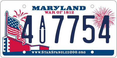 MD license plate 4AU7754