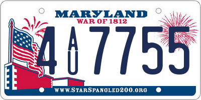 MD license plate 4AU7755