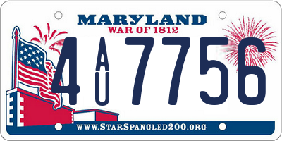 MD license plate 4AU7756