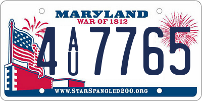 MD license plate 4AU7765