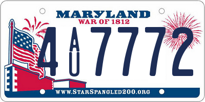 MD license plate 4AU7772