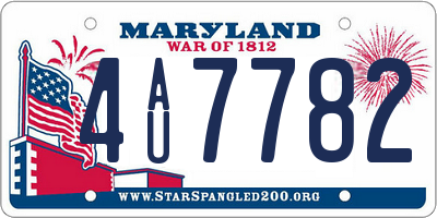 MD license plate 4AU7782