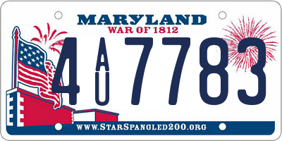 MD license plate 4AU7783