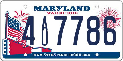 MD license plate 4AU7786