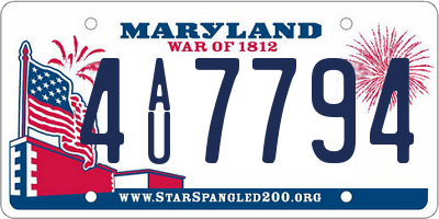 MD license plate 4AU7794