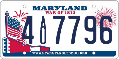 MD license plate 4AU7796