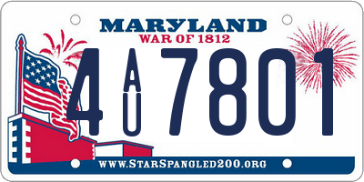MD license plate 4AU7801